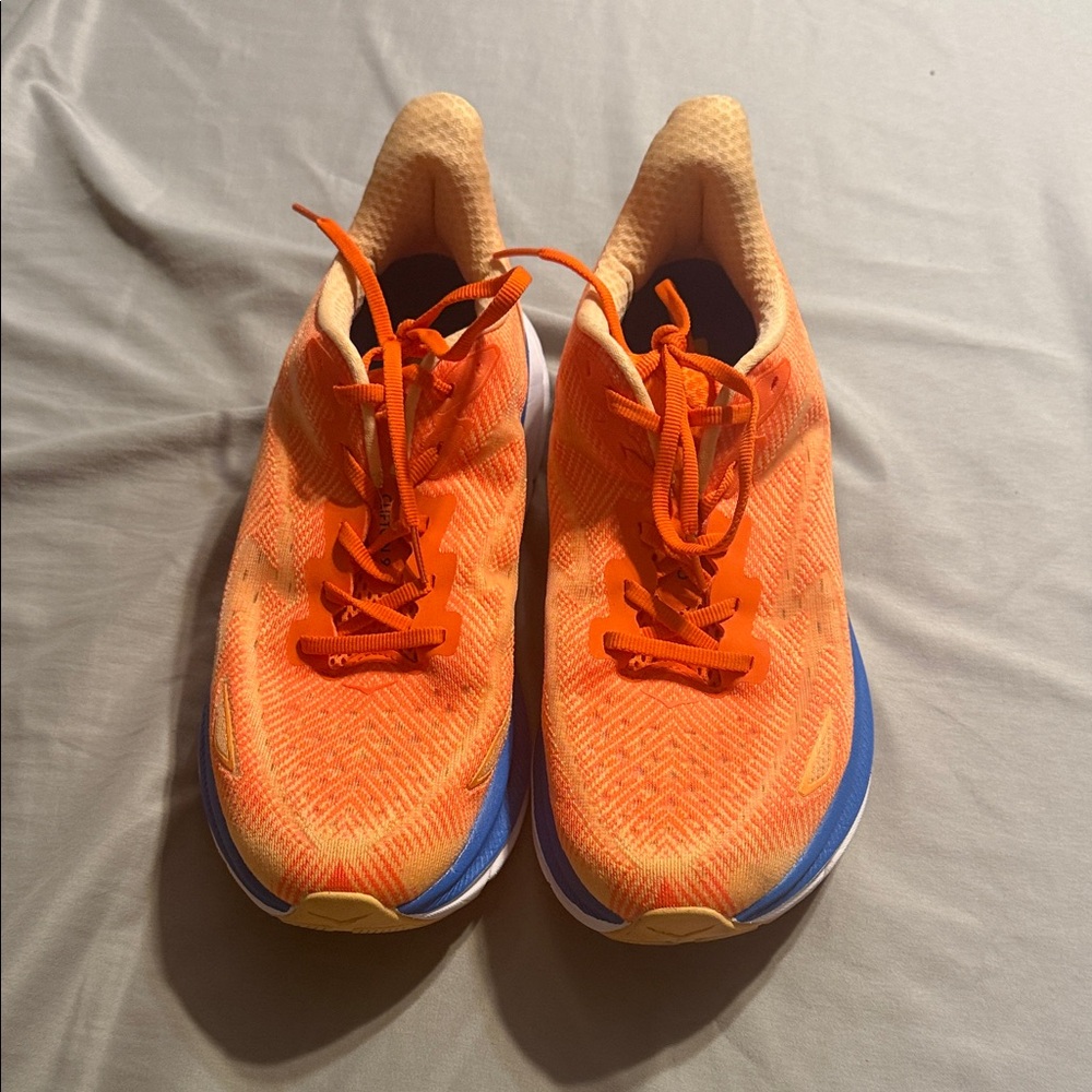 Hoka Orange and Blue Running Shoes